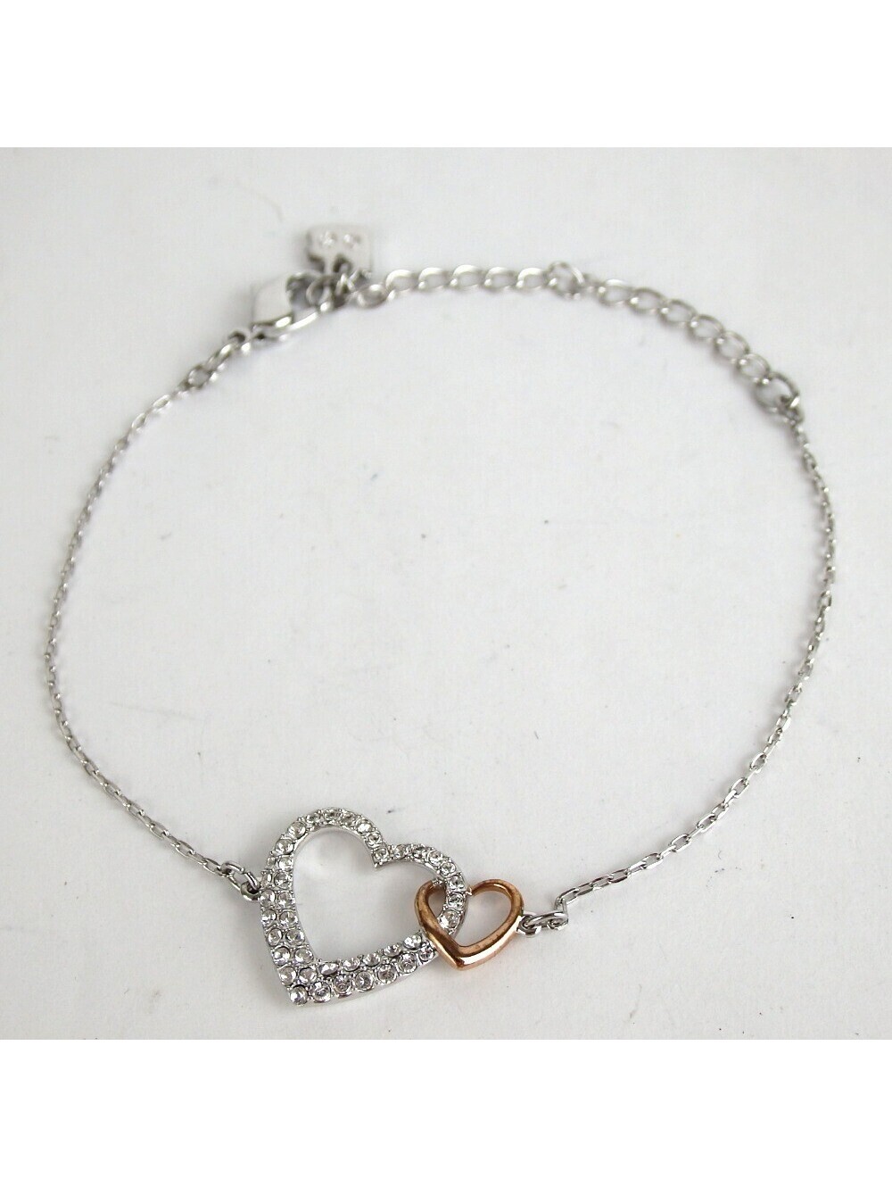 Authentic SWAROVSKI heart Rhinestone bracelet crystal metal[Used]